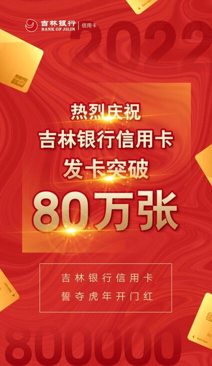 吉林银行信用卡发卡量突破80万张