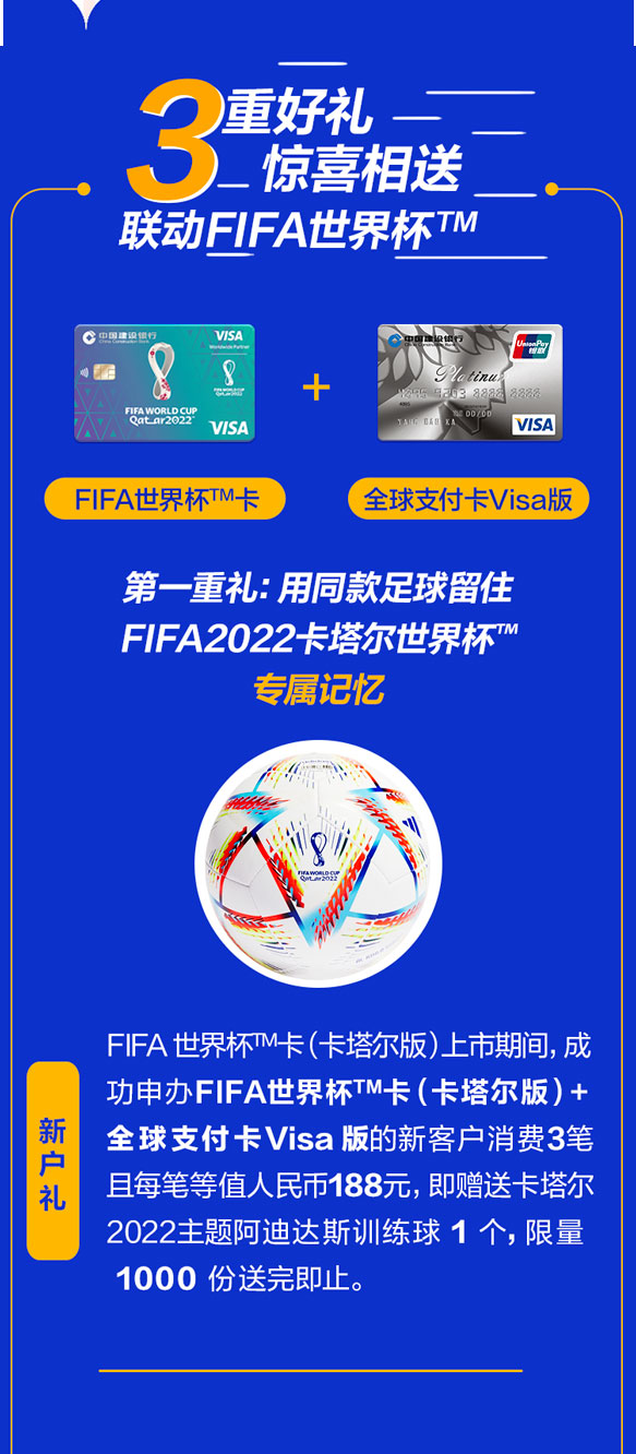 建设银行FIFA2022卡塔尔世界杯主题信用卡火热来袭