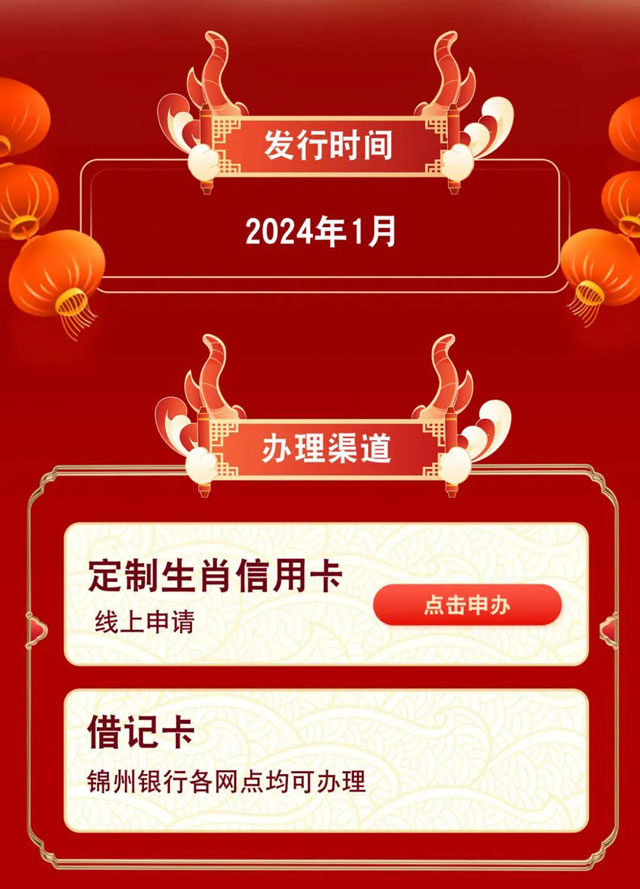 锦州银行隆重推出龙年生肖信用卡