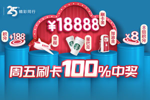 广发银行信用卡周五刷卡100%中奖，8倍积分、加油金、还有18888元刷卡金