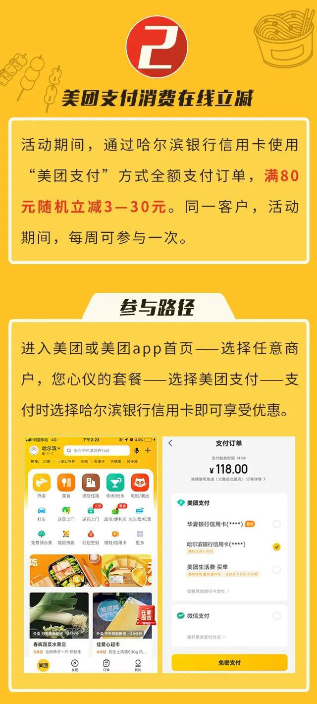 哈尔滨银行信用卡生活家，美团51特惠活动