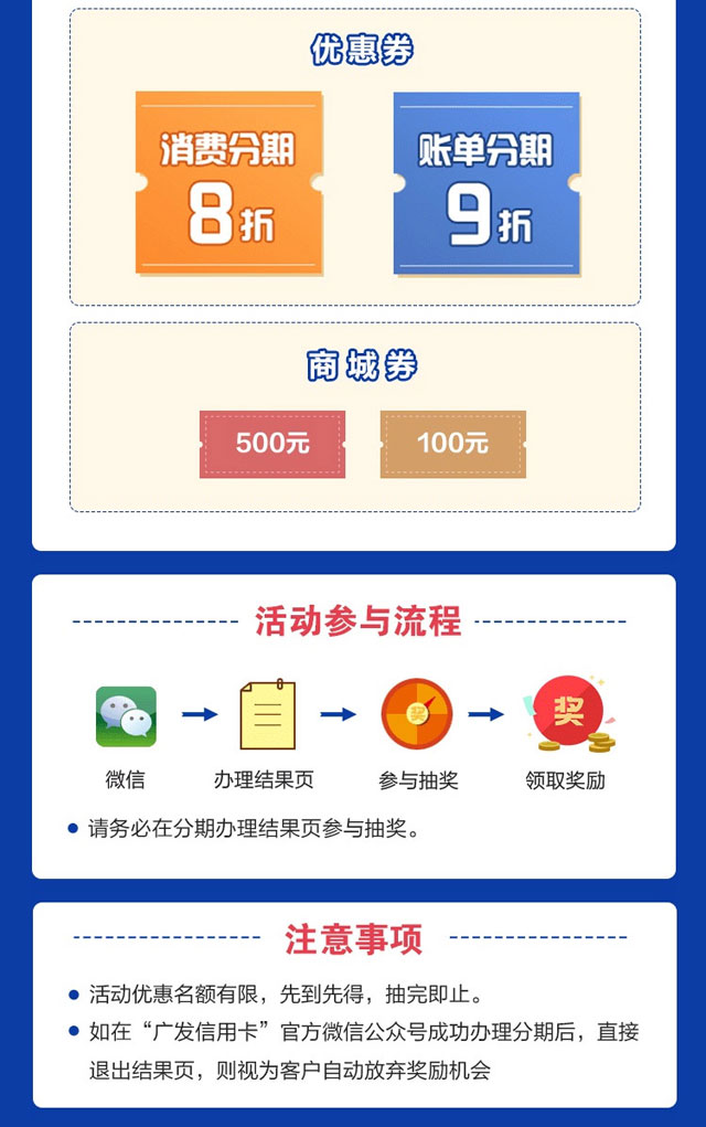 广发银行信用卡分期笔笔抽好礼，最高2020元