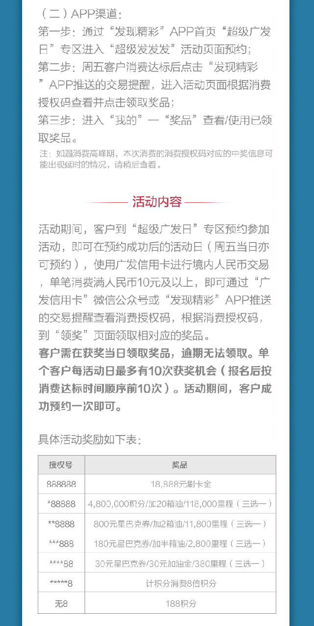 广发银行信用卡周五刷卡100%中奖，8倍积分、加油金、还有18888元刷卡金