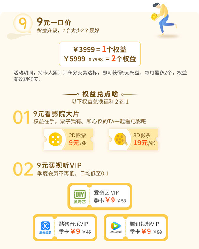 中信银行信用卡9元享看：消费最高立减94元，9元看电影、买视听VIP